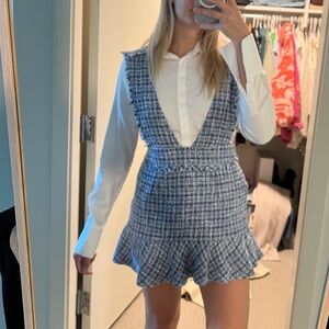 Zara Suspender Blue Tweed Overalls/dress